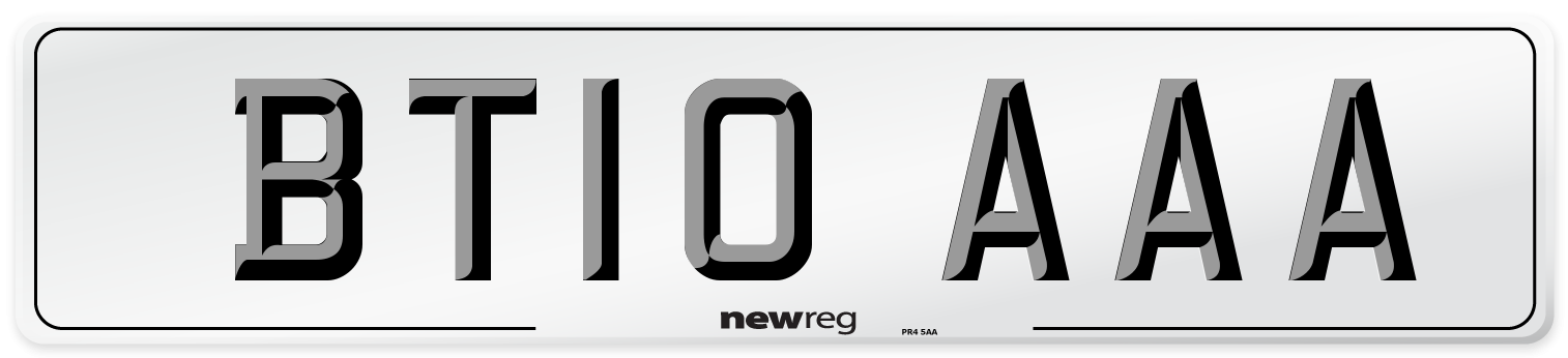 BT10 AAA Number Plate from New Reg